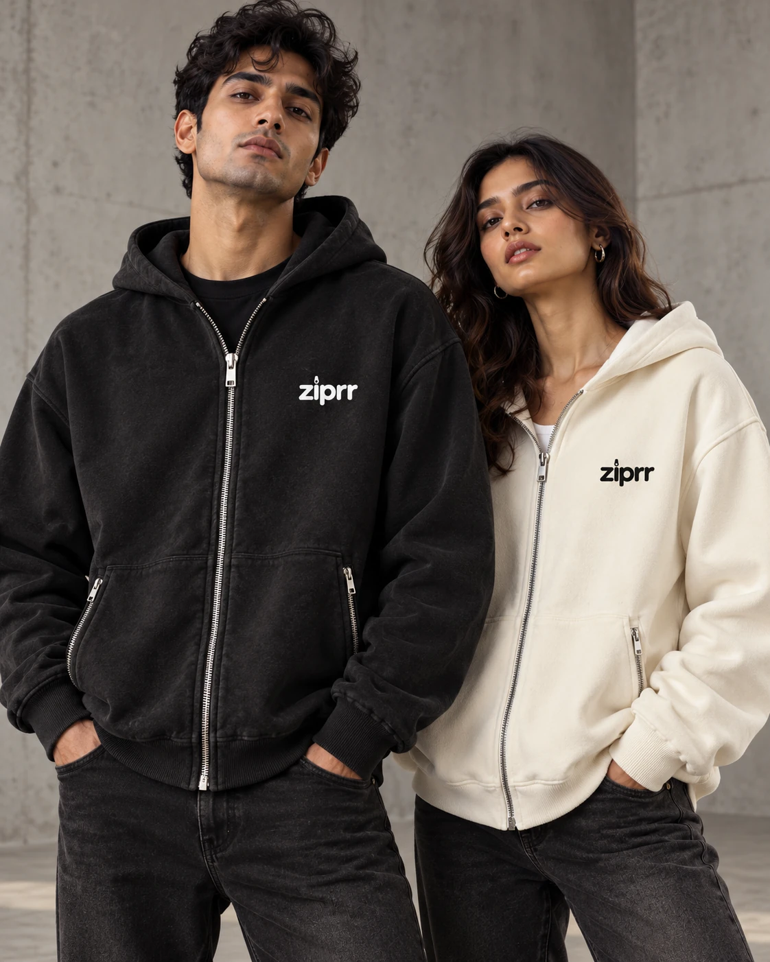 Concrete Studio Boxy Zip Hoodie angle 3